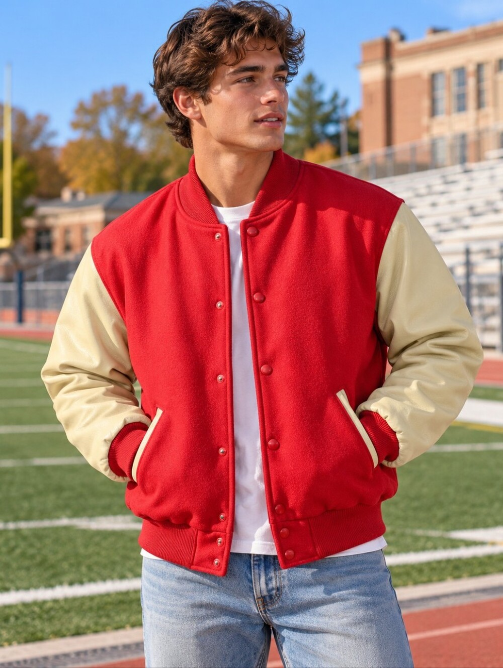 Holloway Original Varsity Jacket Letterman coat jackets outerwear wool leather M